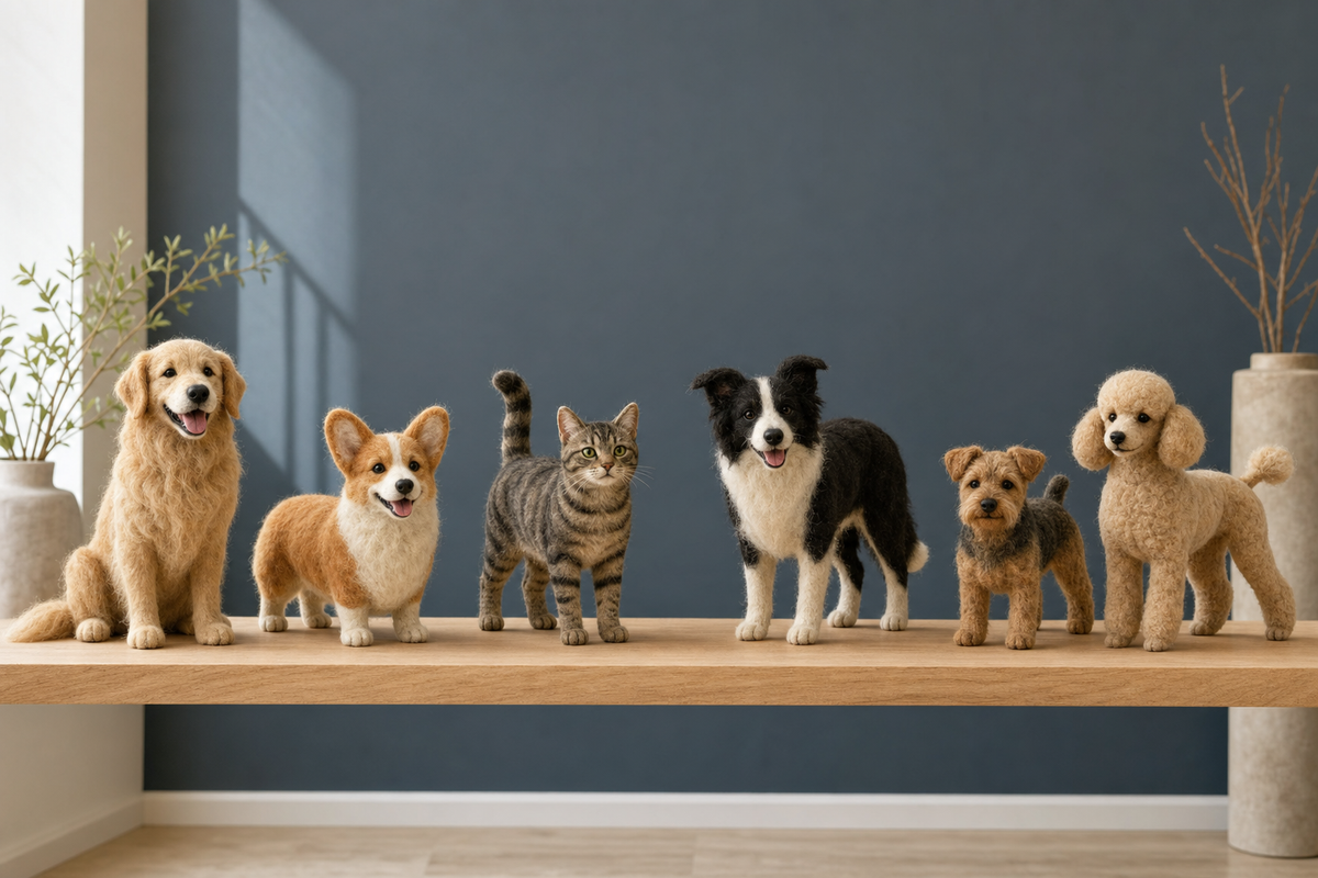 Full-body needle-felted pet sculptures by TINY-PET